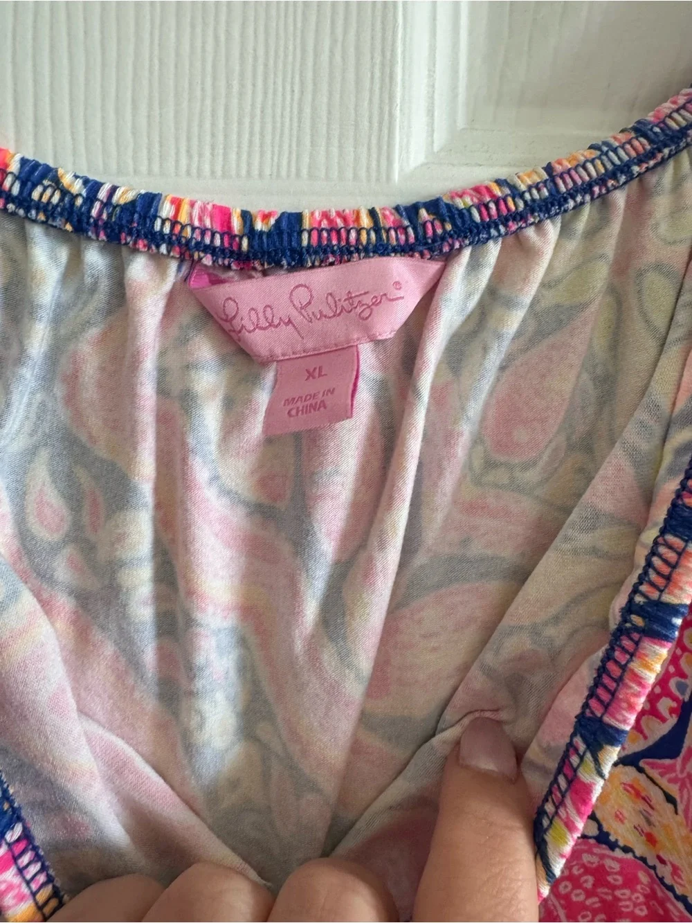 Lilly Pulitzer Pink and Navy Off-Shoulder Romper - Picture 3 of 4